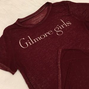 Gilmore Girls bergundy sheer t shirt